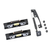 Two black tailgate dampers with lift assist kits and four mounting screws, isolated on a white background.